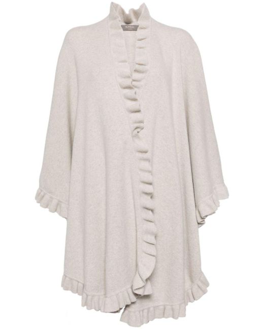 N.Peal Cashmere White Frilled Organic Cashmere Cape