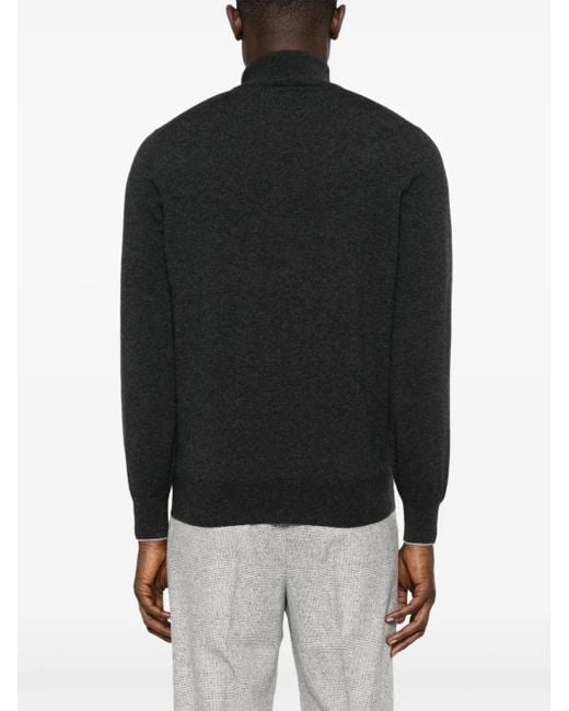 Brunello Cucinelli Black Cashmere High-Neck Sweater for men