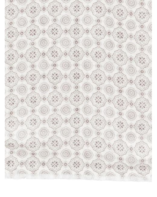 Dell'Oglio White Creta Geometric-Patterned Scarf for men