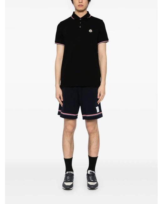 Moncler Black Cotton Polo Shirt for men