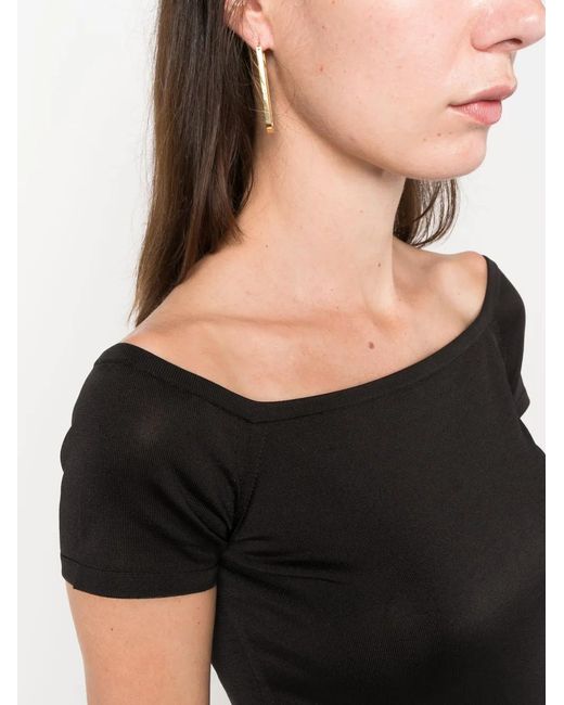 Ralph Lauren Black Boat Neck Silk Blend Shirt