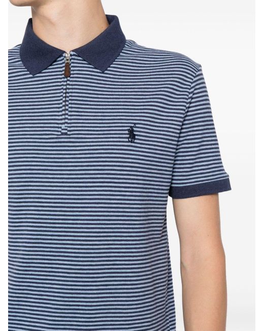 Polo Ralph Lauren Blue Stretch-Mesh Zip Polo Shirt for men