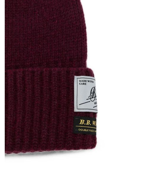 B.B. Wallace Red Ribbed-Knit Beanie Hat
