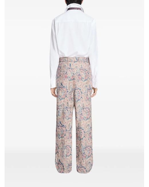 Dries Van Noten Pink Belted Jacquard Pants for men
