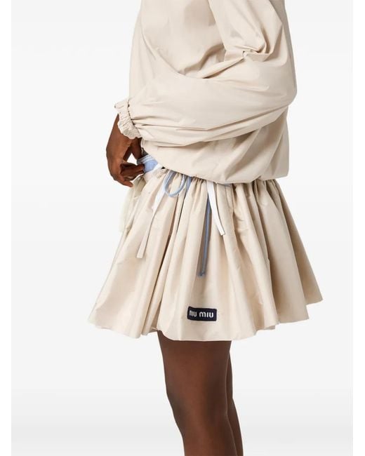 Miu Miu Natural Technical Pongé Miniskirt