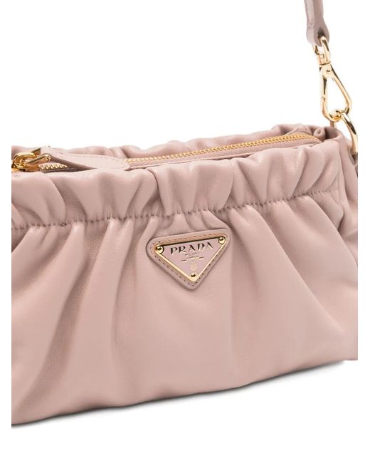 Bolso Shopper Con Logo Triangular Prada de color Pink