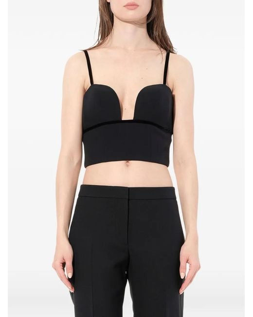 McQueen Black Leaf Crepe Top