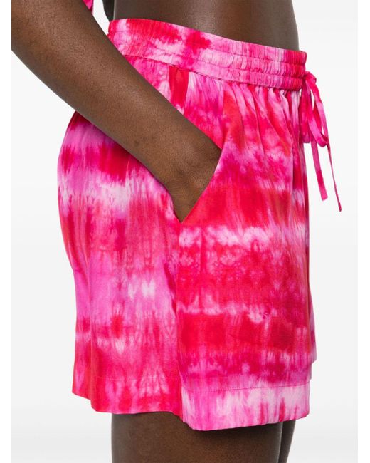 P.A.R.O.S.H. Pink Tie-dye Silk Shorts