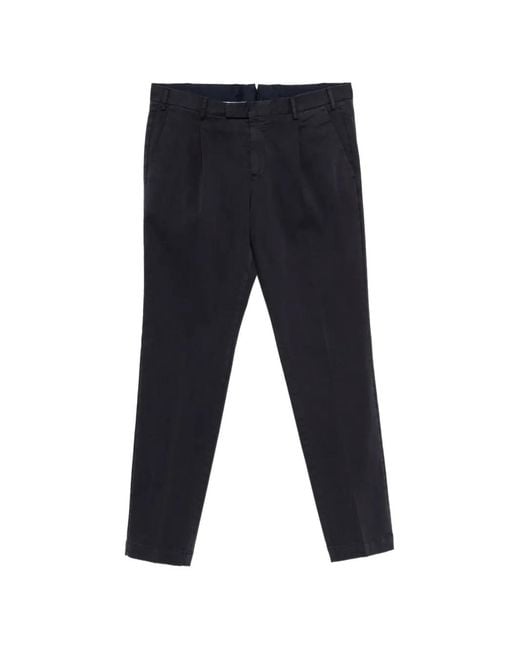 PT Torino Blue Master Belt-Loop Pleated Trousers for men