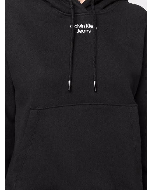 Calvin Klein Black Logo-Print Cotton Hoodie