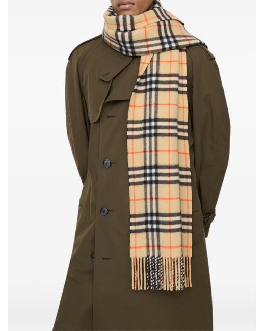 Burberry Natural 格纹羊绒围巾