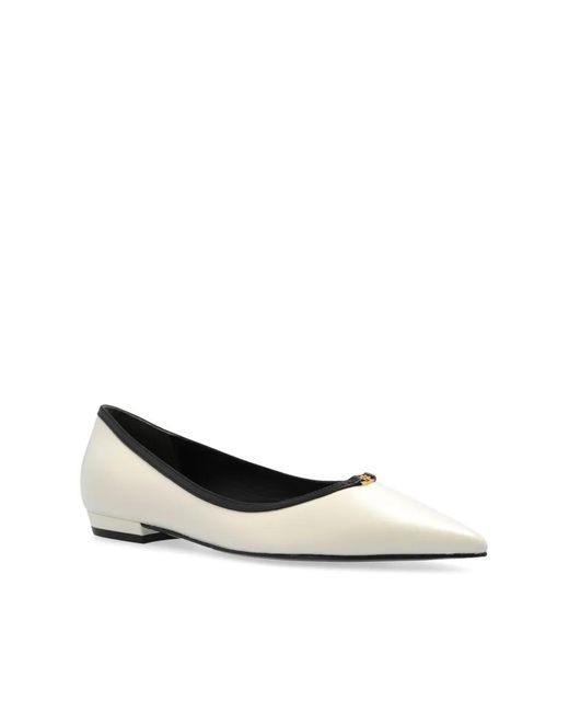 Tory Burch White Double T-Plaque Ballerina Shoes