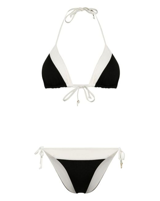 Bikini a triangolo con design color-block di Fisico in Black