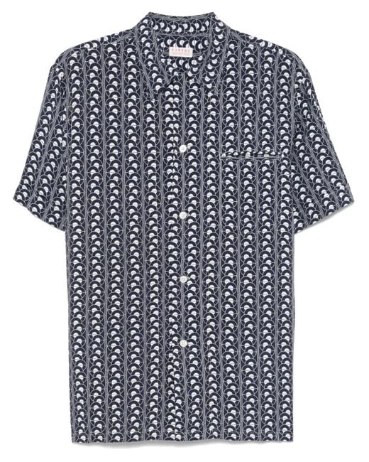 Fursac Blue Geometric-Print Shirt for men