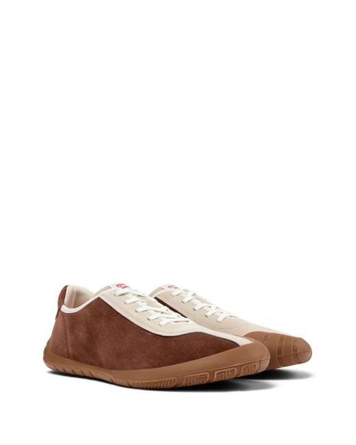 Camper Brown Peu Path Suede-Panel Sneakers for men