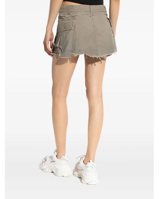 Balenciaga Green Frayed-Detail Mini Skirt