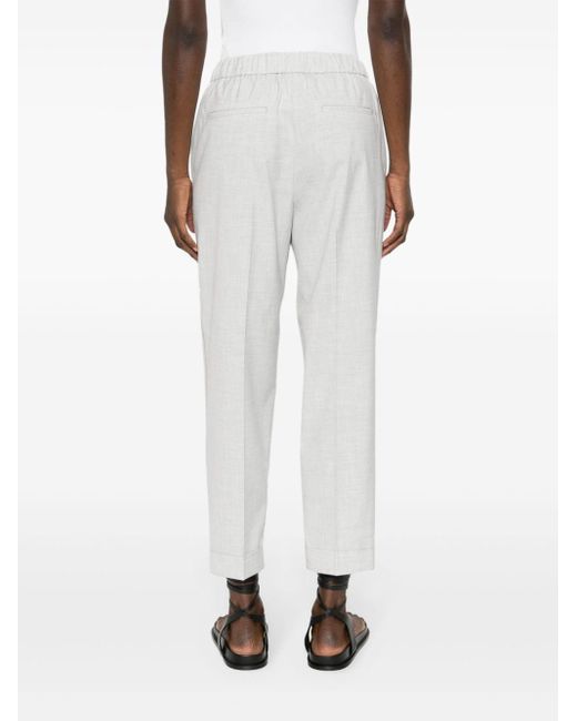 Peserico White Bead-detail Chambray Trousers