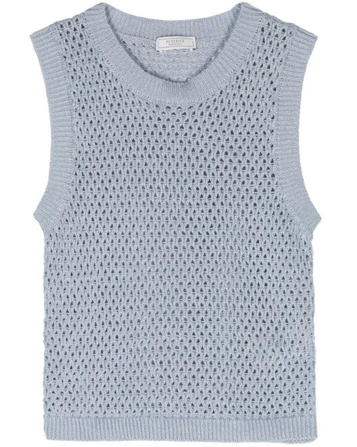 Peserico Blue Crochet Open-knit Vest