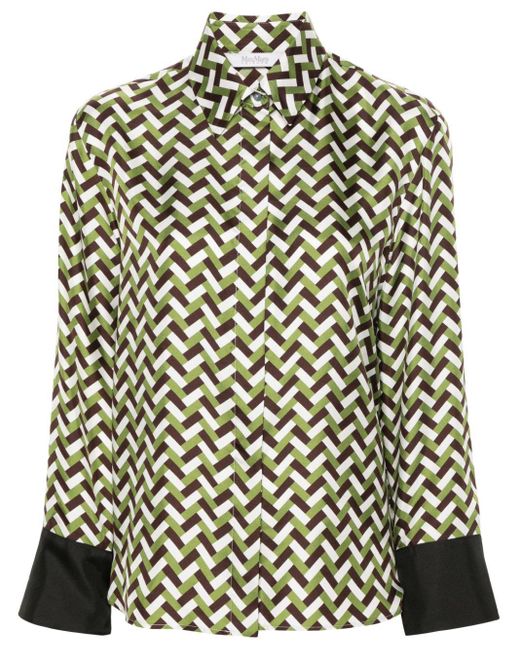 Procida geometric silk shirt di Max Mara in Black
