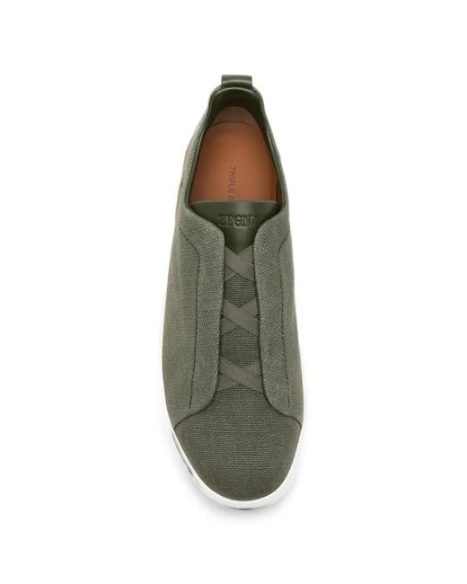 Zegna Green Linen Sneakers for men
