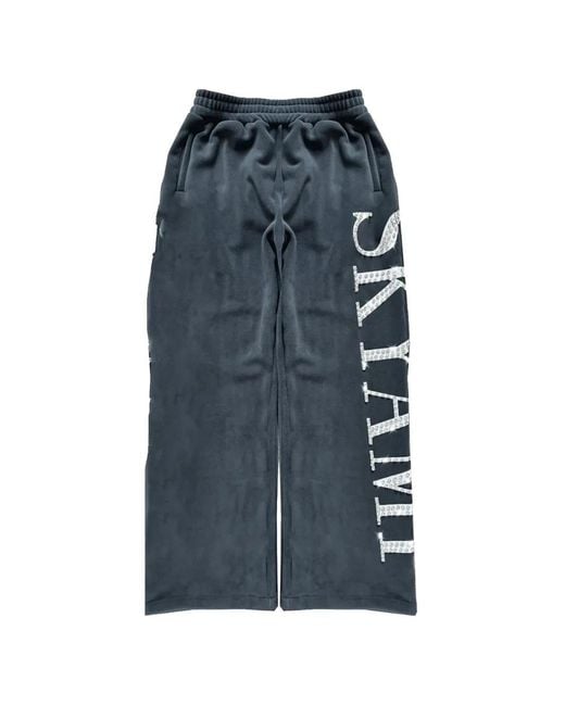 77 Studios Blue Skyami Rhinestone Track Pants