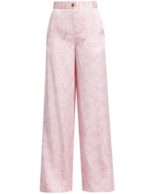 Versace Pink Barocco Wide-Leg-Hose aus Satin