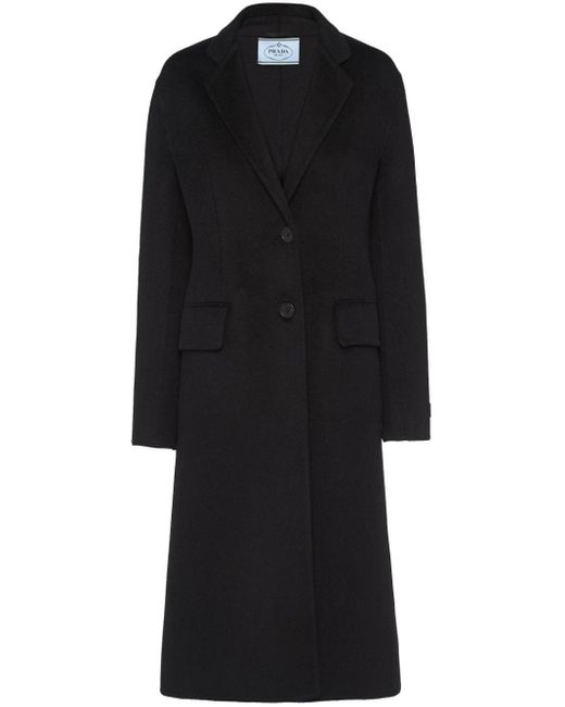Prada Black Single-breasted Cashgora Coat