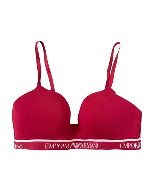 Emporio Armani Red Logo-band Bra