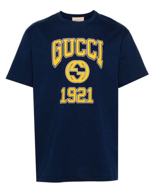 Gucci T-Shirt Aus Baumwolljersey Mit Print in Blue für Herren