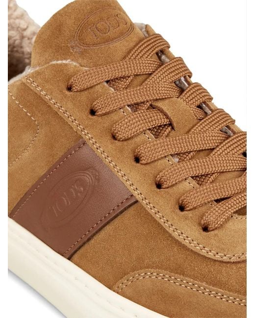 Tod's Brown Suede Shearling-Lined Sneakers for men