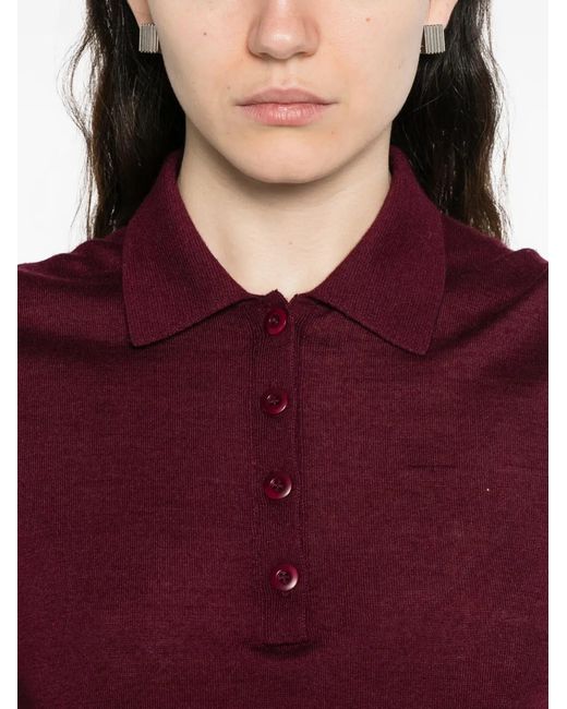 Bompard Red Buttoned Short-Sleeve Polo Shirt