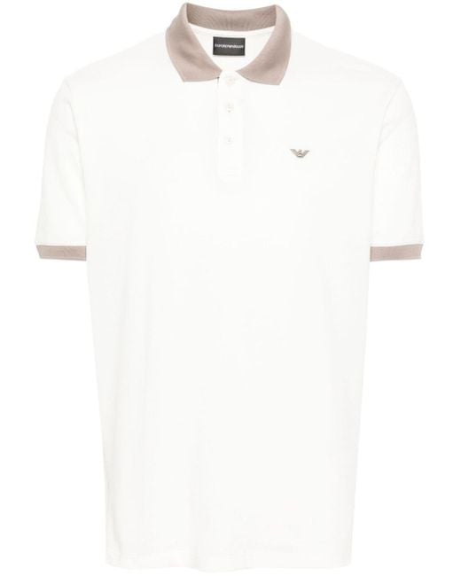 Emporio Armani Katoenen Poloshirt Met Geborduurd Logo in het White voor heren