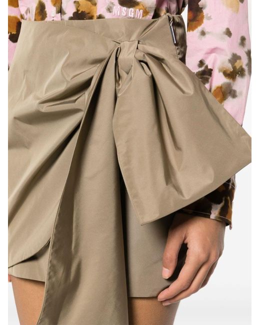 MSGM Natural Bow-embellished Mini Skirt