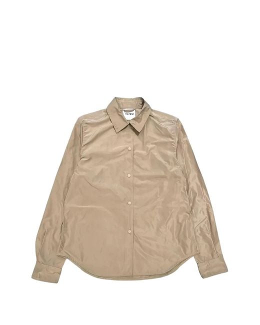 Aspesi Natural Press-Stud Curved-Hem Shirt