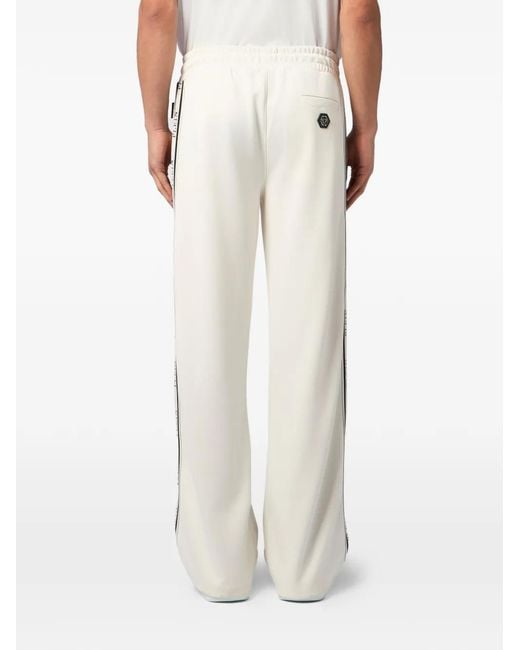 Philipp Plein White Jacquard Logo Tracksuit Pants for men