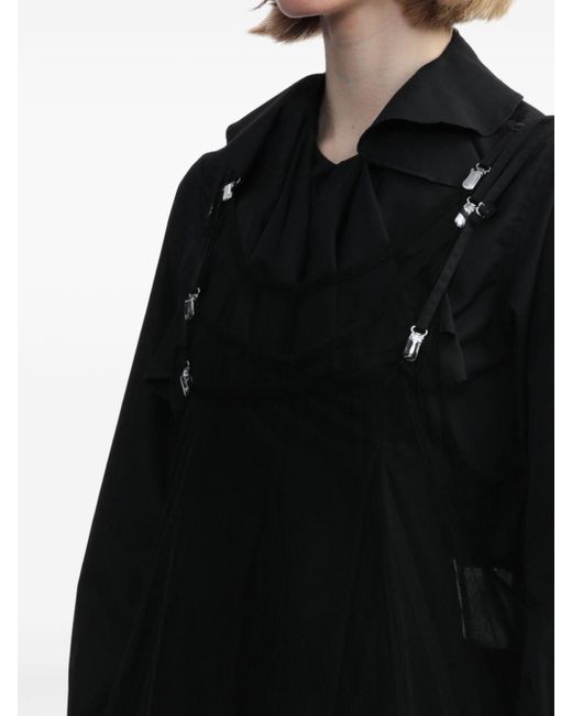 Vestido midi con capa de tul Noir Kei Ninomiya de color Black