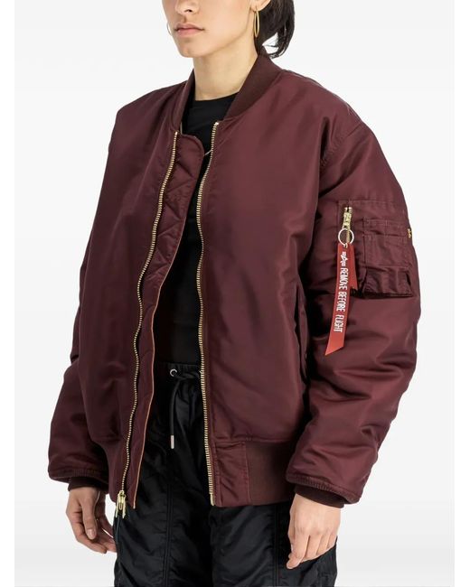 Alpha Industries Red Zip-Up Reversible Bomber Jacket