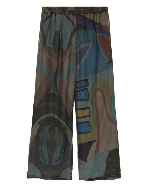 Stain Shade Green Graphic-Print Trousers for men