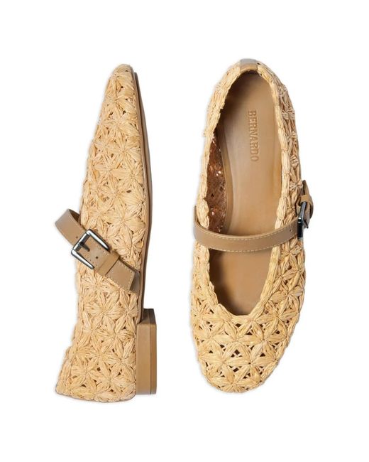 Bernardo Natural Borden Woven Buckle Ballet Flats