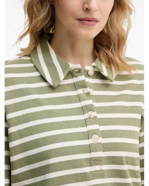 Benetton Natural Striped Long-Sleeve Polo Shirt