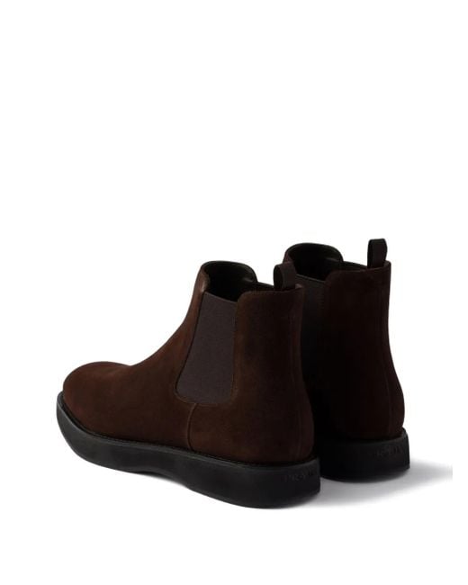 Prada Brown Elasticated-Panel Chelsea Boots for men