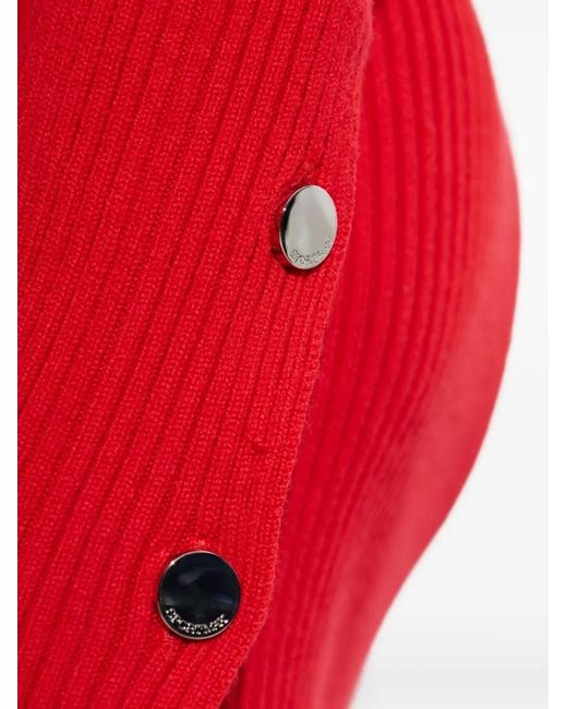 Sportmax Red Buttoned Ribbed Midi Dress