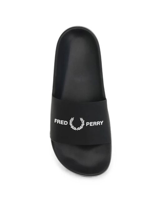 Fred Perry White Logo-Print Slides for men