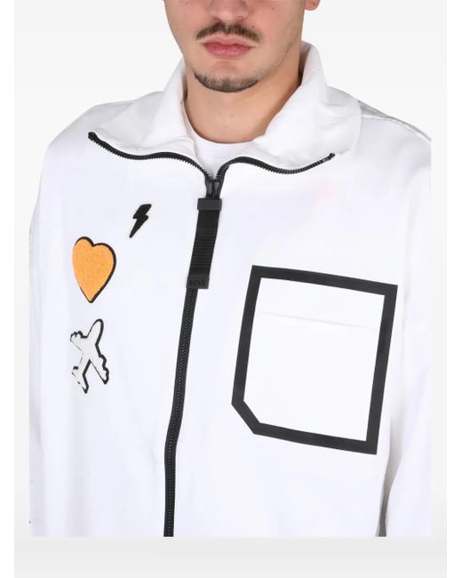 Felpa Con Applicazione di Boss in White da Uomo