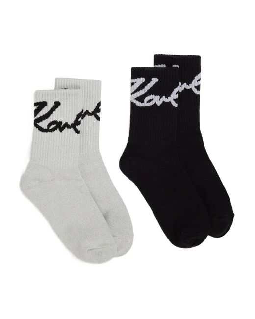 Karl Lagerfeld Black Logo-Jacquard Socks