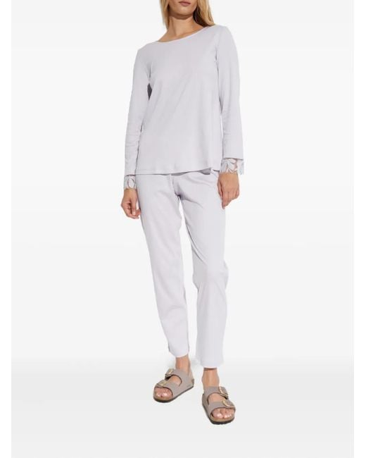 Hanro White Lace-Trimmed Pajama Set