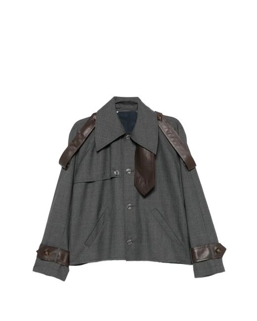 SONIA CARRASCO Black Contrast-Panel Button-Up Coat