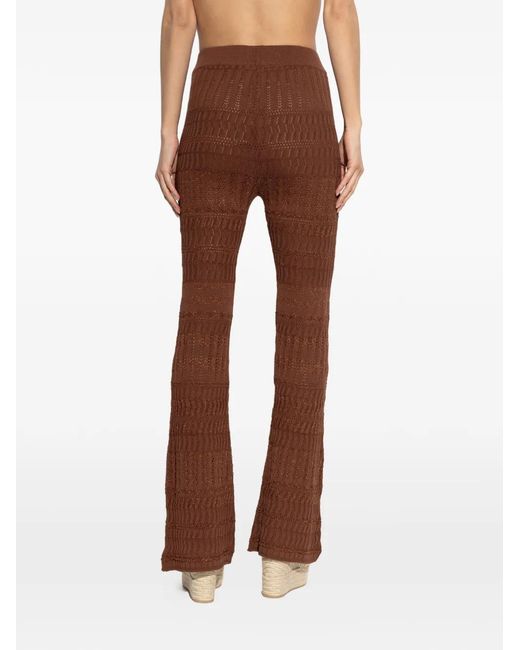 Akep Brown Openwork Straight-Leg Trousers