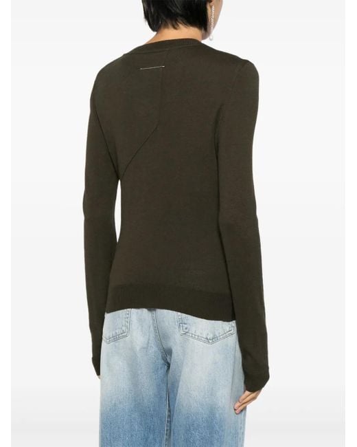 MM6 by Maison Margiela Green Pullover Mit Ziernähten