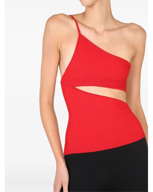 ANDREADAMO Red Klassisches One-Shoulder-Top